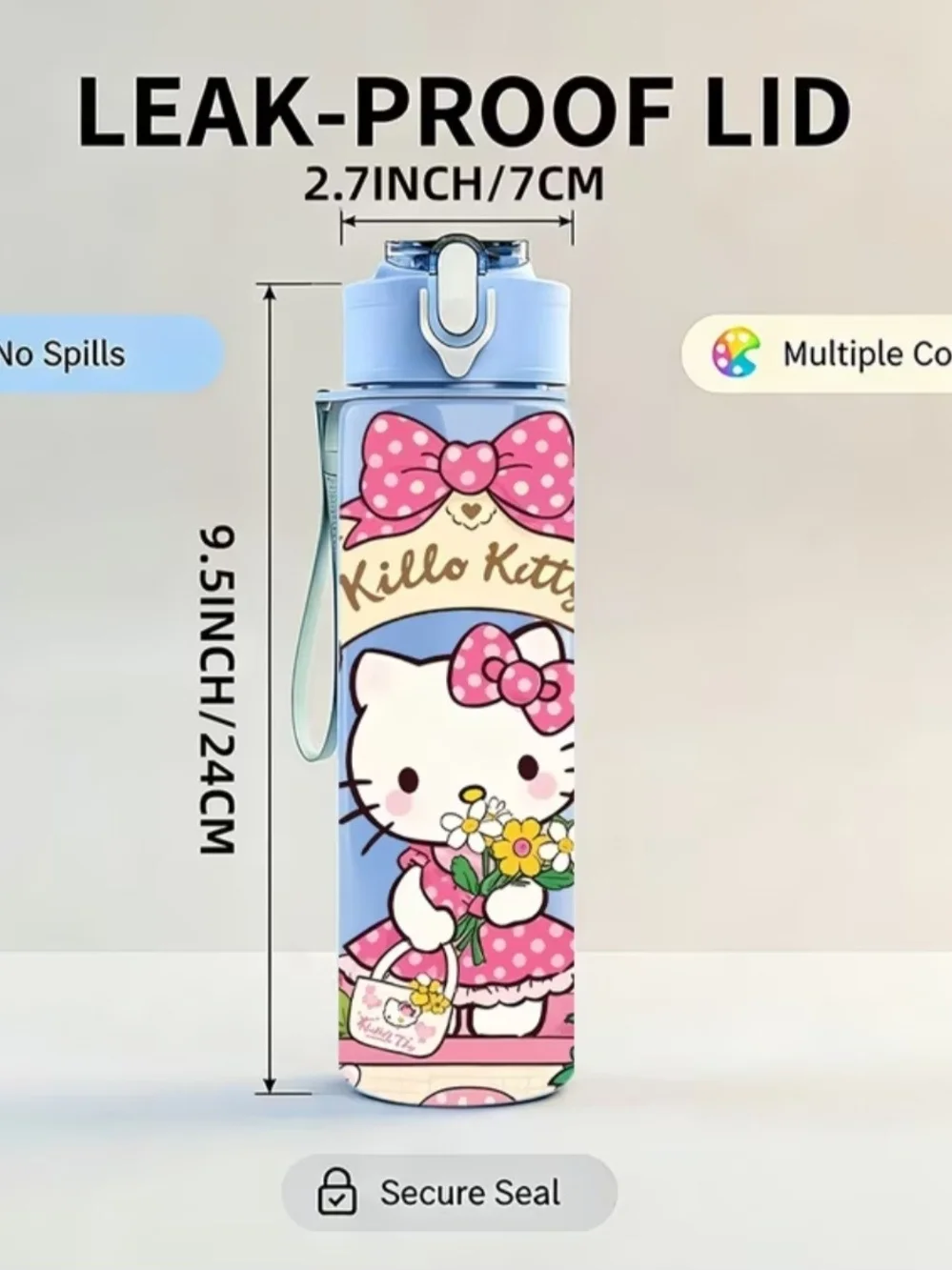 Hello Kitty Lavender and Pink Kids Water Bottle with Flip Lid